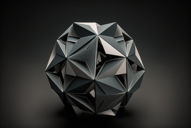 Icosahedron in gray against a dark backdrop