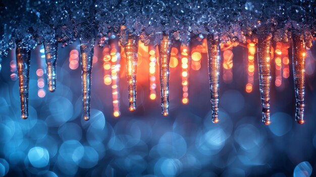 Photo an icy christmas background with snow and icicles and a frosted background for 2018 the colors are rgb one editable gradient is used to easily recolor the image modern illustration