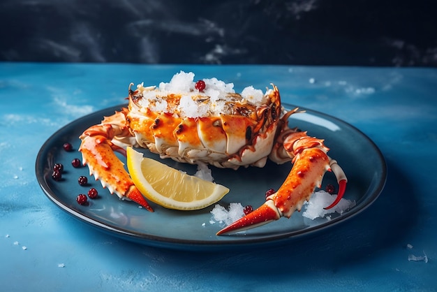 Icy Citrus Embrace of Royal Crustacean A King Crab Delight Generative ai