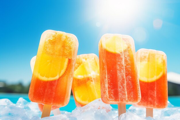 Photo icy cold treats popsicles in the sun