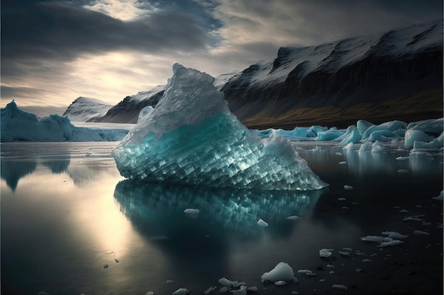 氷の氷河ラグーンの抽象的な背景