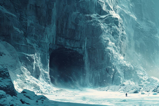 Icy Hidden Cave Entrance