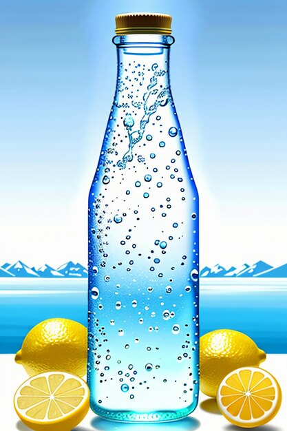 Photo icy lemon juice drink in glass cup advertising water drop splash special effect design wallpaper