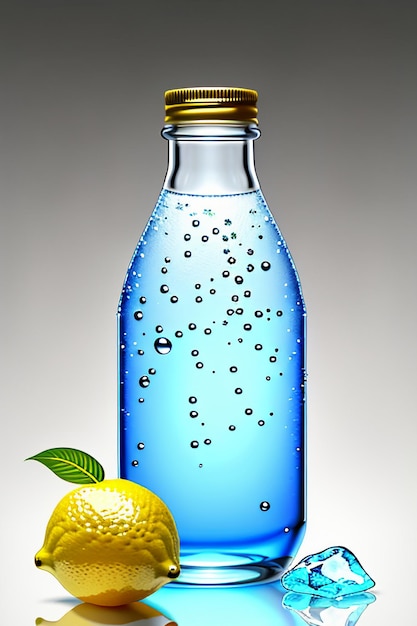 Icy lemon juice drink in glass cup advertising water drop splash special effect design wallpaper