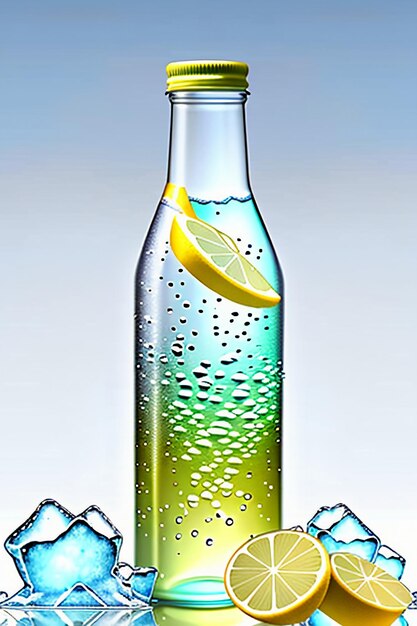 Icy lemon juice drink in glass cup advertising water drop splash special effect design wallpaper