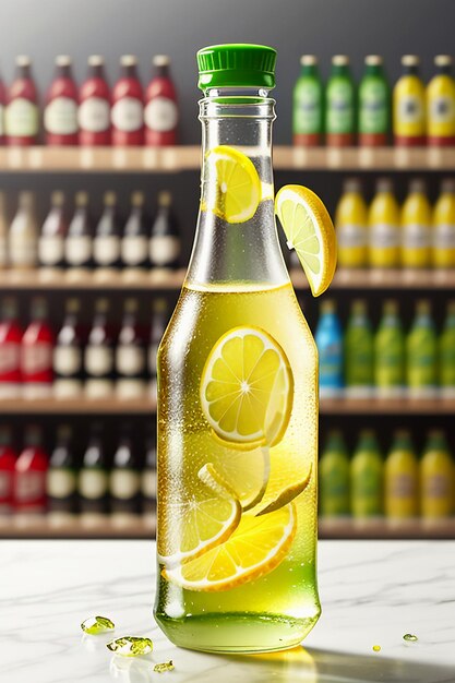 写真 ガラスのコップで氷のレモン ジュースを飲む広告水滴スプラッシュ特殊効果デザインの壁紙