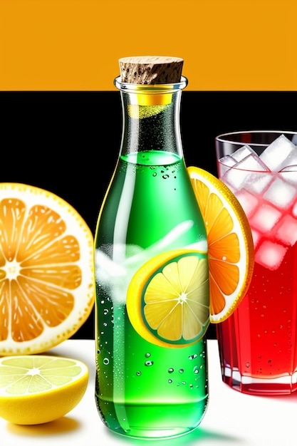 Фото Ледяной лимонный сок в стеклянной чашке, рекламные капли воды, всплеск, дизайн обоев со спецэффектом