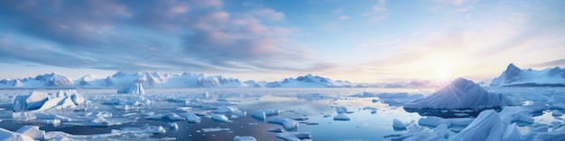 Icy seascape panorama