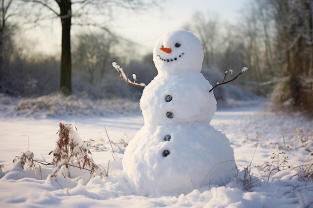 Icy Snowman winter zonnig Generate Ai