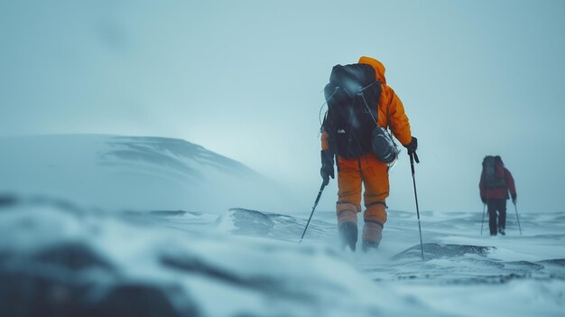 Photo in the icy wilderness of the arctic an expedition braves freezing temperatures