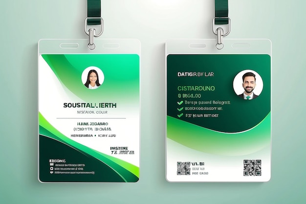 Photo id card green gradient abstract background template