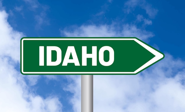 Idaho road sign on blue sky background