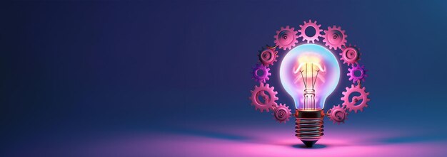 Photo idea and brainstorming concept light bulb and gears d render innovation concept insight icon