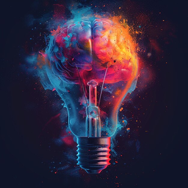 Idea bulb with colorful splashes