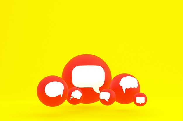 Idea comment or think reactions emoji 3d render,social media balloon symbol with comment icons pattern background