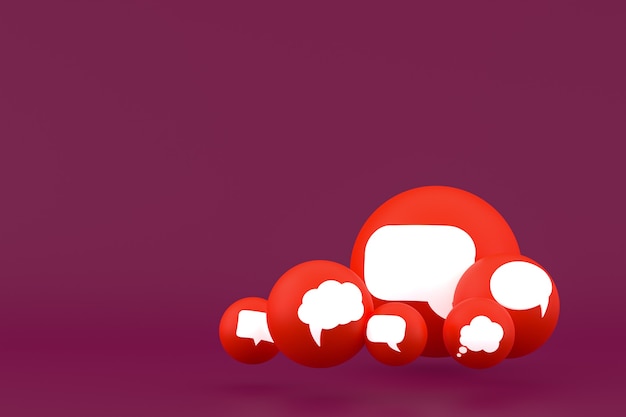 Idea comment or think reactions emoji 3d render,social media balloon symbol with comment icons pattern background