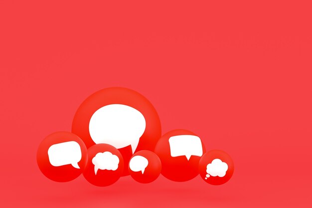 Idea comment or think reactions emoji 3d render,social media balloon symbol with comment icons pattern background