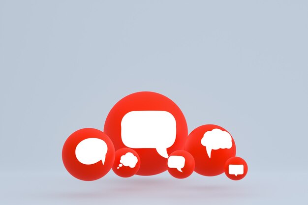 Idea comment or think reactions emoji 3d render,social media balloon symbol with comment icons pattern background