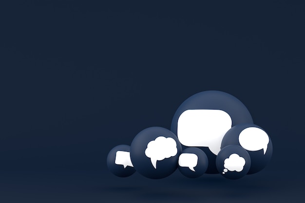 Idea comment or think reactions emoji 3d render,social media balloon symbol with comment icons pattern background