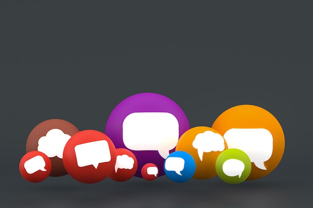 Idea comment or think reactions emoji 3d render,social media balloon symbol with comment icons pattern background