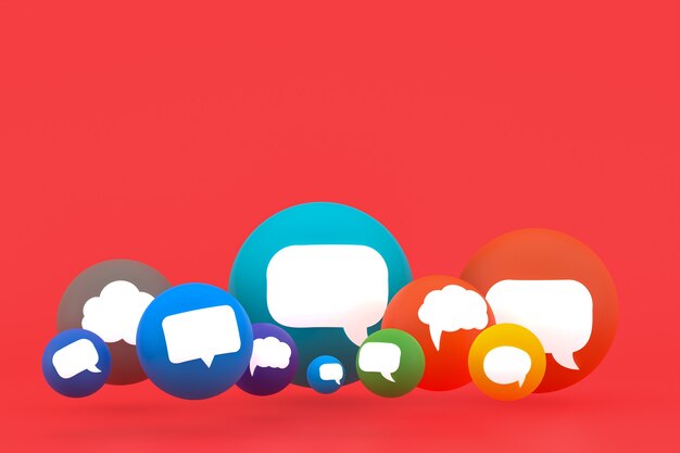 Idea comment or think reactions emoji 3d render,social media balloon symbol with comment icons pattern background