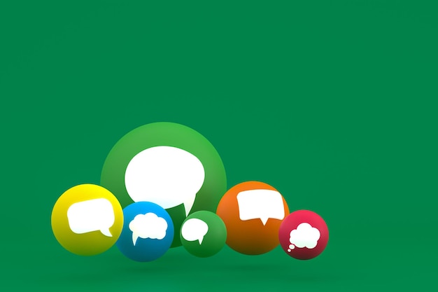 Idea comment or think reactions emoji 3d render,social media balloon symbol with comment icons pattern background