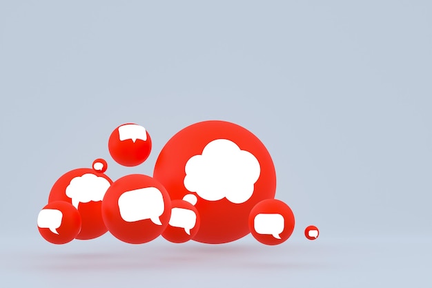 Idea comment or think reactions emoji 3d render,social media balloon symbol with comment icons pattern background