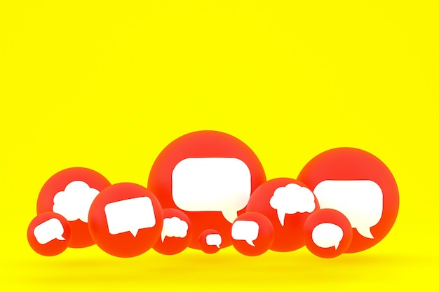 Idea comment or think reactions emoji 3d render,social media balloon symbol with comment icons pattern background