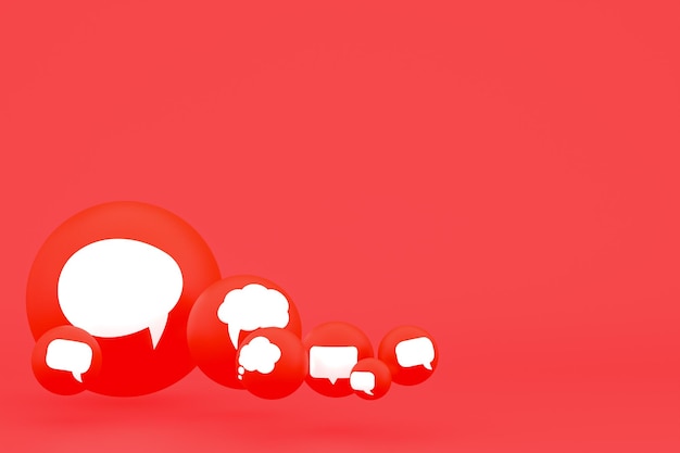 Photo idea comment or think reactions emoji 3d render,social media balloon symbol with comment icons pattern background