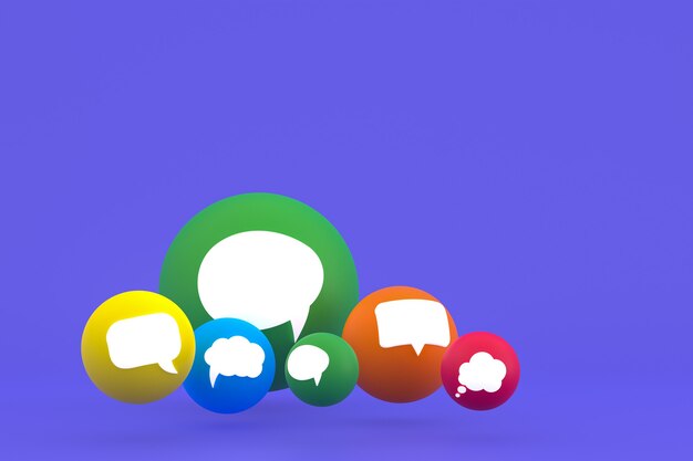 Idea comment or think reactions emoji 3d render,social media balloon symbol with comment icons pattern