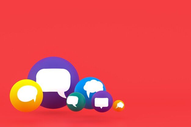 Idea comment or think reactions emoji 3d render,social media balloon symbol with comment icons pattern