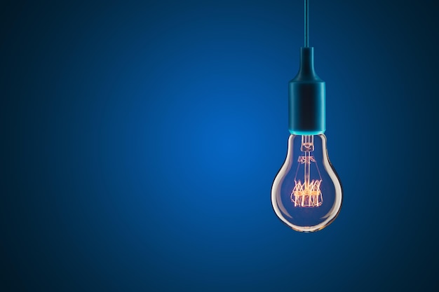 Idea and leadership concept bulbs on the blue background