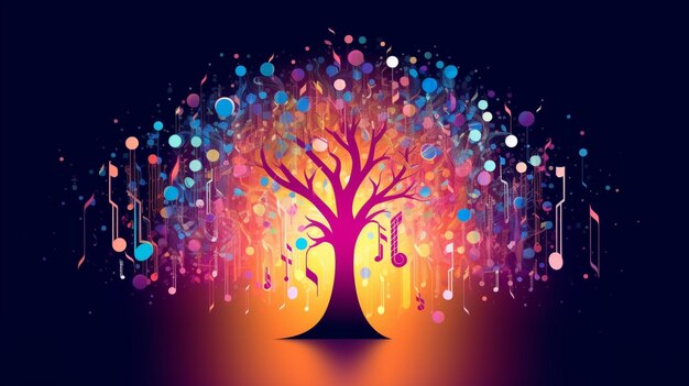 Idea music theme eco notes tree isolated poster Ai Generative