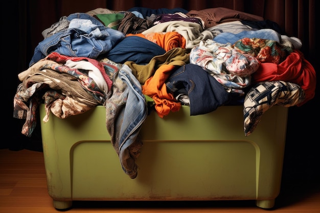 The idea of recycling clothes involves having a designated container filled with used garments