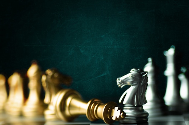 Idea strategy and confidential  competition business concept, King chess pieces on board 