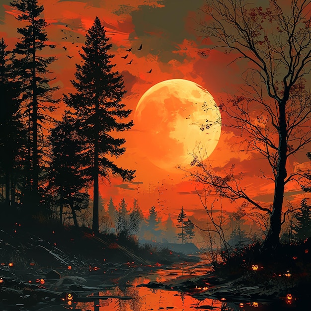 Ideal for Halloween Background Spooky Forest Landscape