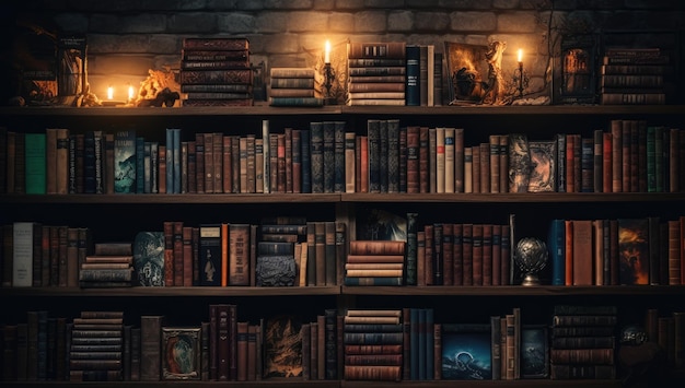 古いスタイルの本が揃う理想的な図書館