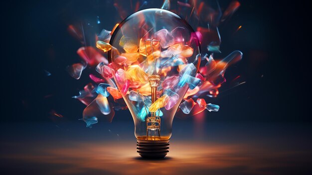 Ideas bursting light bulb