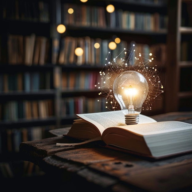 Освещенные идеи Лампочки и книги передают силу знаний Размер поста в социальных сетях