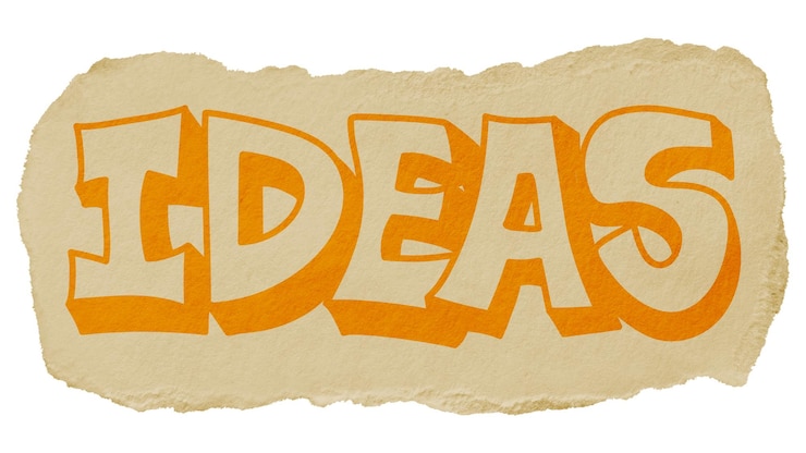 Foto idees png woord sticker gescheurd papier typografie doorzichtige achtergrond
