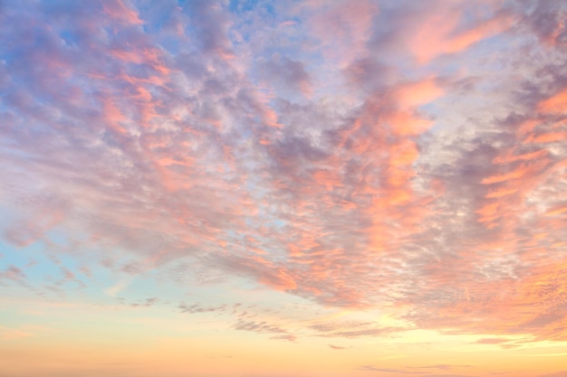 Idillische zachte kleuren van de lucht met lichte wolkenachtergrond bij zonsopgang