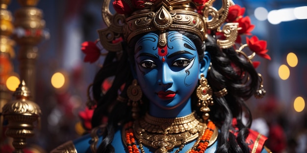 Idol of Hindu goddess kali during Navratri festival