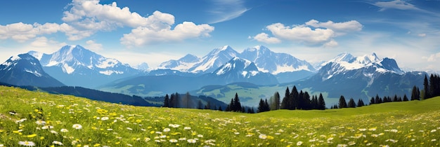 Idyllic Blooming Meadows in the Summer Alps Stunning Landscape of Alpine Austria and Bavarian