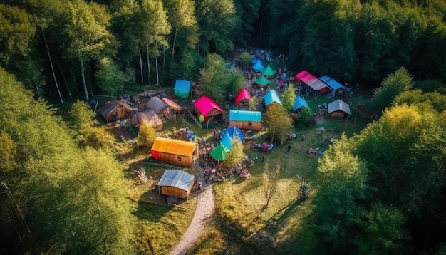 Idyllic camping adventure in nature beauty generated by AI