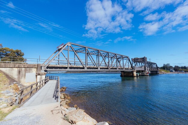 The idyllic coastal town of narooma and its bridge crossing the famous wagonga inlet in south coast new south wales australia