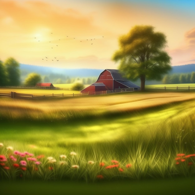 Photo idyllic countryside farmstead