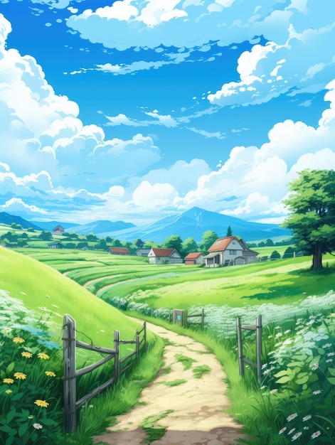 idyllic countryside landscape background