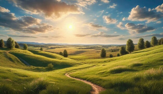 Idyllic countryside landscape wallpaper