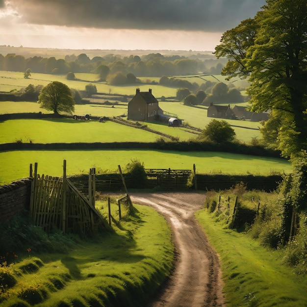 Photo idyllic farming landscape in the heart of england