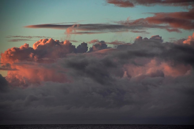 夕暮れ の 雲 の ある 空 の 理想 的 な 写真